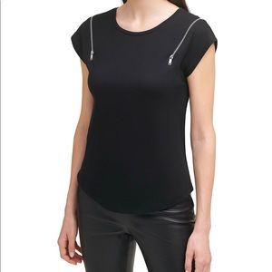 DKNY zip-shoulder t-shirt. Never worn, w/o tags. Perfect condition from Macy’s